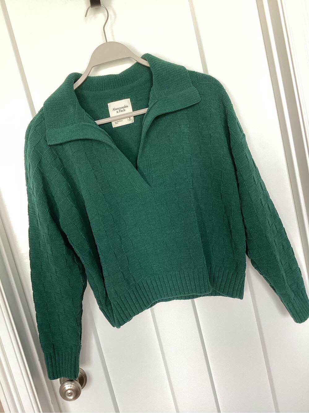 Abercrombie & Fitch Cozy Green Waffle Sweater womens Size Small chuncky